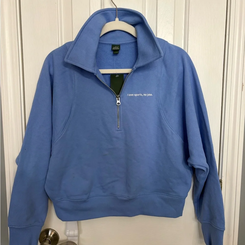 NWT Women’s Wild Fable Polo Collar Pullover Sweatshirt Sz S “Love Sports” - Picture 3 of 6